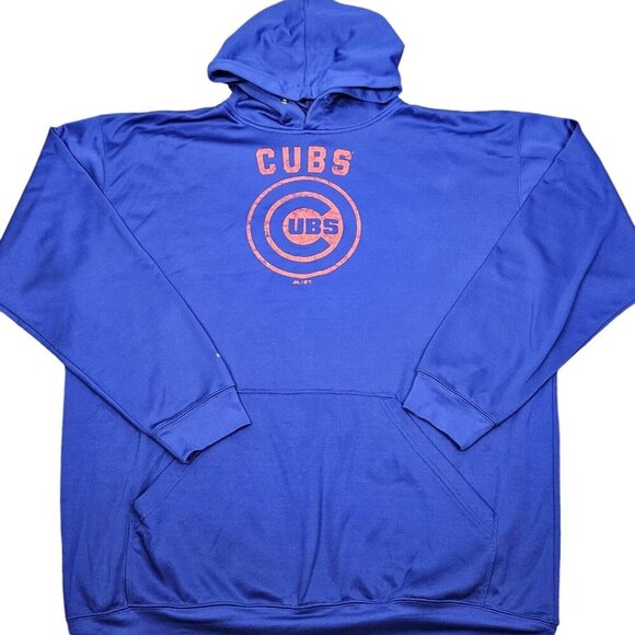 Majestic Chicago Cubs Blue Screenprinted Hoodie Sweatshirt Mens Size 3XL Tall - Picture 1 of 10
